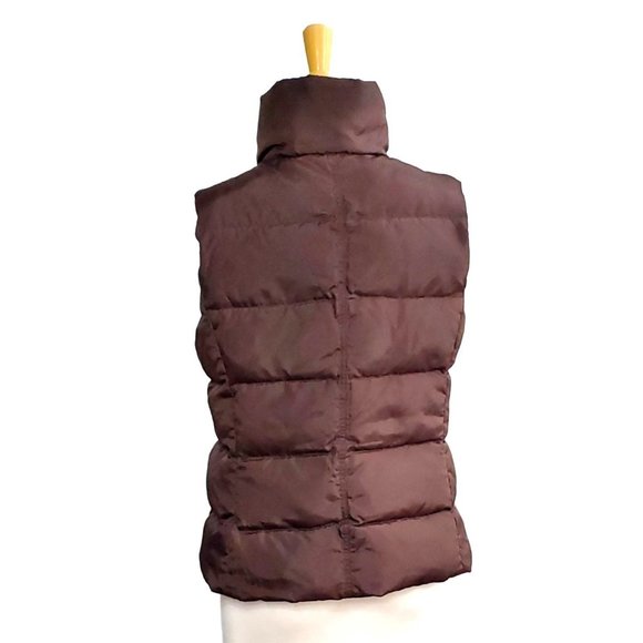 J. Crew Puffer Vest Brown Buttoned Full Zip Feather Down Filled Sz M - Picture 3 of 7
